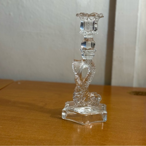 Metropolitan Museum of Art Dolphin Clear Candlestick 10.75